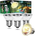 Luxvista E27 50W Reptile Heating Light Bulb, UVA UVB Full Spectrum Sun Lamp for Lizard Tortoise Spider Snake, 4 Pack