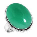 Natural Green Onyx Women Jewelry 925 Sterling Silver Ring Size 20 (99041_GNX_R10.5)