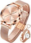 OLEVS Watch for Women Elegant Thin Ladies Watch with Mesh Band Rose Gold Diamond Womens Watches with Date Fashion Pink Watches for Women Quartz Dress Watches for Women Waterproof Reloj para Mujer