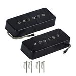 FLEOR Alnico 5 Single Coil Pickup Soap Bar Pickups Black P90 Neck & Bridge Pickup Set