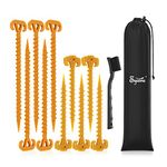 Tent Stakes Spiral Ground Anchor 11" Orange,On The Beach and Lawn for Securing Animals,Tents,Canopies and Beach Blankets Etc,Plastic Pile 10pc-Pack,Includes Brush and Bag