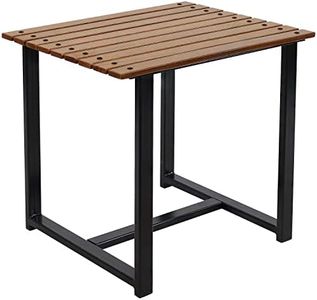Sunnydaze European Chestnut Rectangular Side Table with Steel Frame