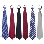 Mantieqingway Zipper Ties for Men Adjustable Men's Pretied Tie 6Pcs Stripe Necktie Zip on Tie for Wedding Office School, 6pcs/Set-01, Medium