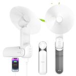 4 IN 1 Portable Handheld Fan,Personal Foldable Pocket Fan with Power Bank, USB Rechargeable Hand Fan with Flashlight,Small Table Fan, Mini Desk Lamp,Birthday Gifts for Men Women Mom Dad (White)