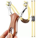 KuTi Kai Hunting Slingshot Catapults Aluminium Alloy Slingshot with 2 Rubber Bands(Redwood.)