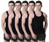 Dollar Bigboss Regular Men's Black Pack Of 5 Vest (8905203197200_Mbve-06-R2-Blk-Po5-M)