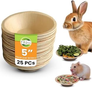 Raj Disposable Palm Leaf Bowls for Rabbits I 25 Count – 5'' Compostable Bowl for Small Pets I Bamboo Bowls Safe I Disposable Bunny Chew Toys I Chewable Treat Dish for Rabbits, Bunnies, Hamsters