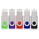 RAOYI 5 Pack 64GB USB Flash Drive clé USB 2.0 Memory Stick Swivel Design USB Stick 64G Thumb Drives USB Key (5 Mixed Colors: Black Red Blue Green Purple)