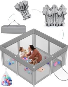 MONSTECH 120x120cm Foldable & Travel-Friendly Baby Playpen Portable Play Yard & Activity Center for Toddlers up to 5 Years Baby Fence for Indoor Use