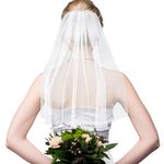 Bridal Veil with Comb and Pearl Wedding Veils for Brides White Short Veil for Bachelorette Party Bridal Shower Gifts Women Girls, 31.5 Inch