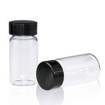 ALWSCI 100pcs Sample Vials 20 mL Clear Glass Vials Sampling Bottles 24-400 Black Closed Top PP Cap, PE Liner Sample Containers Lab Vial Bottle Liquid Oil Bottle 27.5x57mm