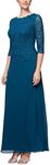 Alex Evenings Womens Long Mock Dress with Sleeves (Petite and Regular Sizes) 3/4 Sleeve Special Occasion Dress - Green - 14 Petite