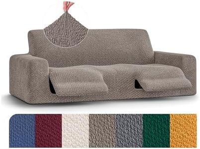 PAULATO BY GA.I.CO. Recliner Sofa Cover - Reclining Couch Slipcover - Soft Polyester Fabric Slipcover - 1-Piece Form Fit Stretch Furniture Protector - Velvet Collection - Brown (Recliner Sofa)