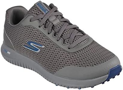 Skechers Men's Elite 5 Range Relaxed Fit Waterproof Spikeless Golf Shoe Sneaker, Charcoal/Navy, 10.5