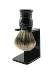 Edwin Jagger 1EJ256SDS Classic Super Badger Exfoliating Shaving Brush with Stand for Shaving Cream or Shaving Soap for Men and Women (Black)