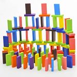 VOOLEX - Wooden Color Dominos Tiles for Building, Stacking, Racing, Tumbling, Bulk Dominos for Kids - Educational toy set - pack of 200