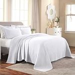 Superior 100% Cotton Medallion Bedspread with Shams, All-Season Premium Cotton Matelassé Jacquard Bedding, Quilted-Look Floral Medallion Pattern - Queen, White