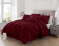 Chezmoi Collection Sydney 7-Piece Pintuck Bedding Comforter Set (King, Burgundy)