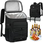 NUBILY Cooler Backpack 30L Picnic Backpack Waterproof Leakproof Large Insulated Cooler Bag Lunch Bag Rucksack for Camping Outdoor Activities Travel BBQ Hiking Black