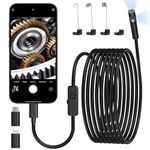 Endoscope Inspection Camera with Light- 1920P HD Dual Lens Camera Borescope with 8 LED Lights IP67 Waterproof for Android and iOS, iPhone, iPad(16.4 FT/5M)