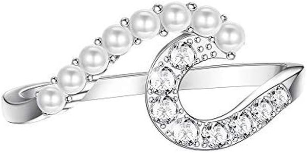 Sllaiss Sterling Silver Pearl Ring Stackable ring for Women Man Mother's Day Jewelry Gift (7)