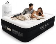 King Koil Luxury Queen Air Mattress with Built-in Pump for Home, Camping & Guests - Queen Size Inflatable Airbed Luxury Double High Adjustable Blow Up Mattress, Durable Portable Waterproof
