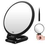 SIMDAO Magnifying Mirror,Hand Mirror with Handle,Double Sided Folding Mirror with Stand,Travel Magnifying Make up Mirror, Hand Held Compact Mirror Portable Foldable Makeup Mirror for Makeup (15X/1X)