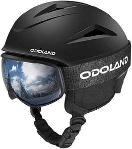 Odoland Snowboard Helmet, Ski Helmet with Ski Goggles for Adults, Durable PC Shell & EPS Foam, Safety Snow Helmets Goggles for Men Women Youth,Black,M