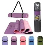 DeNourish Yoga Mat with Alignment Lines. Yoga Mats with Carry Strap and Bag, perfect for Pilates and Fitness Workout, Eco Friendly Non Slip Thick Yoga Mats for Women and Men. (Purple-Pink)