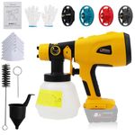 Cordless Paint Sprayer for Dewalt 20V MAX Battery, HVLP Brushless Spray Gun with 1000ML Container, 200W High Power Spray Gun 3 Patterns, 4 Size Nozzles for Home and Outdoors