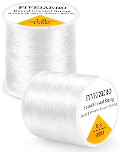 2 Rolls FIVEIZERO Elastic Bracelets String Cord, 0.8/1mm Round Crystal Elastic String for Bracelets Necklace Beading & Jewelry Making, White Transparent Stretch Bead Cord Thread