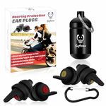 Softvox Motorcycle Earplugs, 2 Pairs Wind Noise Reduction & Audible Hearing Protection Reusable Earplugs for Motor Racing, Motorbike, Motorsports, Touring, Riding, Shooting - Comfort Under A Helmet