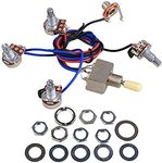 LP Wiring Harness Kit Replacement for Dual Humbucker Gibson Les Pual Style Electric Guitar, 2T2V 3 Way Toggle Switch 500K Pots & 1 Jack, Cream Tip