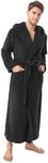 DAVID ARCHY Mens Robe with Hood Coral Fleece Microfiber Warm and High Absorbent Towel Bathrobe for Men（XL,Black）