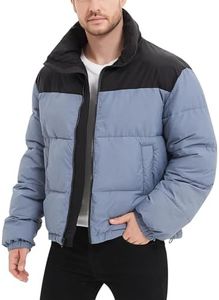 Flygo Men Puffer Jacket Winter Coats Water Resistant Long Sleeve Zip Up Lightweight Quilted Down Jackets(GrayishBlue-S)