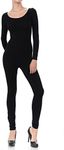 7Wins JJJ Women Catsuit Cotton Long Sleeve Yoga Bodysuit Jumpsuit/Made in USA (Black, Medium)