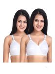 Moga Trends White Cotton Bra for Women Non Padded and Wirefree Bra for Regular wear Full Coverage Ladies Bra (Color - White) (Size All) (Pack of 2) (42)