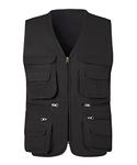 KTWOLEN Men's Fishing Waistcoats Multi Pocket Outdoor Vest Safari Hunting Hiking Vest Jacket Breathable Photography Top, Black, L