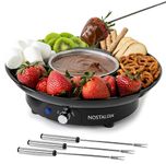 Nostalgia - 10 oz Electric Fondue Party Set for Melted Chocolate, Cheese, Sauce or Broth, with 3 Section Food Tray and 4 Dip Forks, Black