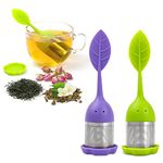 2 Pack Silicone Tea Infusers for Loose Tea, Silicone Tea Steeper Fine Mesh Loose Tea Filter Silicone Lid Tea Cup Filter for Loose Leaf Tea or Herbal Tea(Green, Purple)