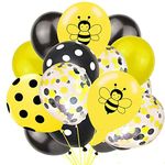 Happy Bee Day Balloons, 63Pcs Latex Balloons Bumblebee Dots Confetti Balloons for Bee Decorations for Bee Party, Bee Baby Shower, Bee Birthday Party, Graduation, Honey Birthday Party Supplies