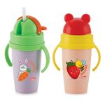 LUCIDO Gravity Hot & Cold Insulated Stainless Steel Sipper Water Bottle for Baby Kids with Straw (Violet & Peach, 360 ml, Small)