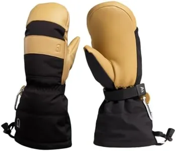 CHOPPER MILL Adult Mountain Mittens for Skiing, Snowboarding, Sledding, Insulated with Extra Long Cuff to Keep Hands Warm in Winter, Natural, Size 8