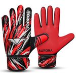 TOROGA Football Goalkeeper Gloves For Boys kids Children Youth Soccer Goalie Glove with Super Grip Palms (Red, 4)