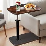 Bohodiy C Table End Table Adjustable Height,Laptop Table for Couch、Bed、Reading Nook,C Shaped End for Couch,360°Swivel TV Tray,That Slide Under,Coffee SideTable-Walnut Color