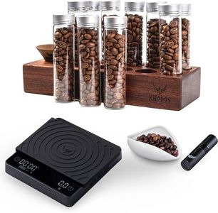 KNODOS Single Dose Barista Kit – Glass Bean Tubes with Stand, Espresso Dosing Cup, RDT Spray, and Rechargeable Digital Scale for Espresso, Pour Over & Matcha