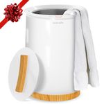 Luxury Towel Warmer Bucket Style - White Large Towel Heater Portable Spa Towel Warmer for Bathroom - Auto Shut Off, Fits Up To Two Oversized Towels - Bathrobe, Towel, Blanket, PJ - SereneLife SLTLW100