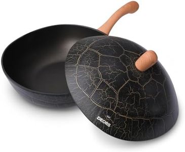DEORS Bionic Turtle 12 Inch Nonstick Wok with Lid, Non Toxic, PFAS & PFOA Free, Dishwasher Safe, Compatible with All Stovetops, Durable Stir Fry Pan for Home Cooking