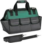 XIANGLE Tool Bag, 23 inch Tool Bag, Wide Mouth Waterproof Tools Storage Bag, Black & Green Tool Bag with Adjustable Shoulder Strap for Men/Women (1680D)