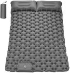 Alpen Double Portable Sleeping Pad Self Inflating Waterproof 2 Person Camping Mattress Inflatable Foot Press Ultralight Mat with Pillow for Backpacking, Hiking, Traveling (Grey)